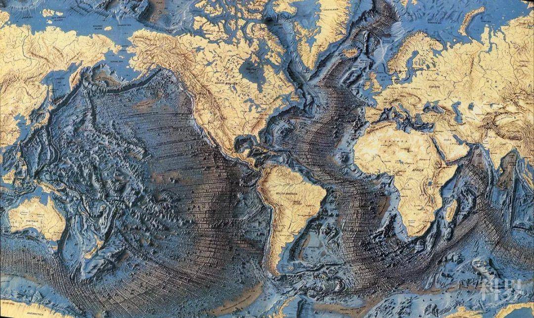 世界海底地形图(1977年,bruce heezen and marie tharp)