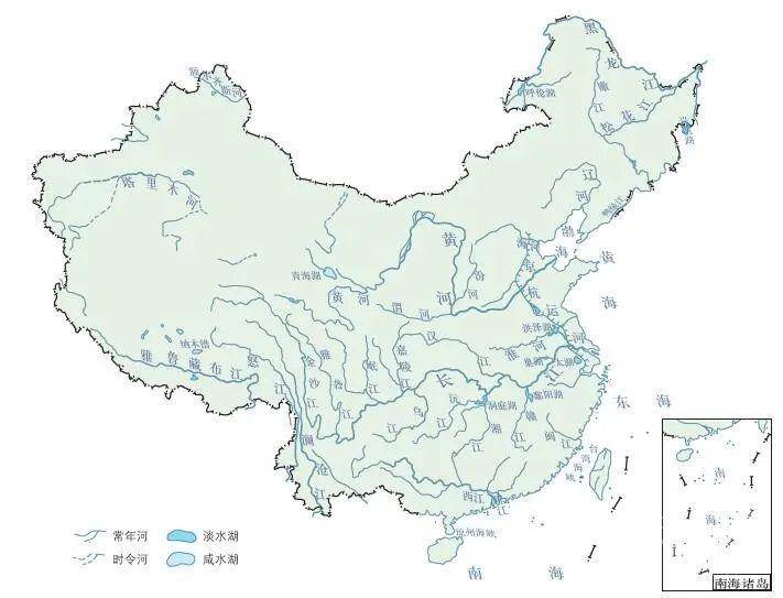 中国主要河流,湖泊分布示意图 (文中所示地图审图号为gs(2018)3398号)