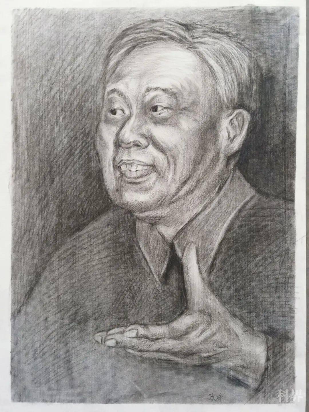 我用素描的形式描绘了我敬爱的科学家邓稼先.