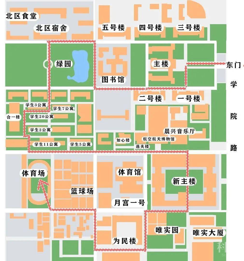 学院路校区(局部)游览路线图