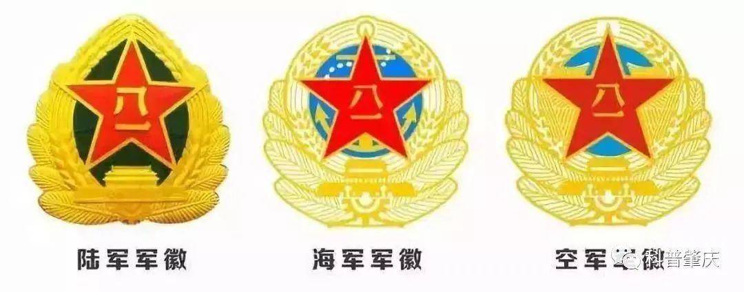 海军,空军军徽均以"八一"军徽为主体,表示海军,空军是中国人民解放军