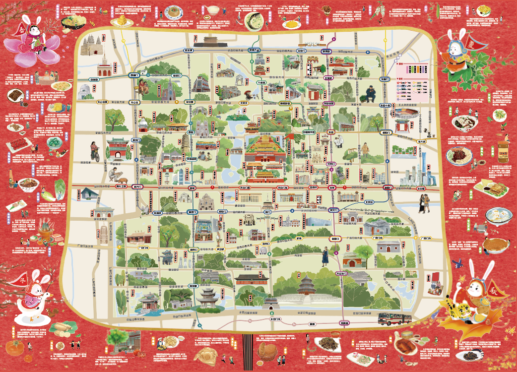 《北京四季美食地理》 《北京四季美食地理》手绘地图成品尺寸为70cm