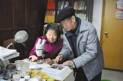 费梁和妻子叶昌媛一起探讨学术。.jpg