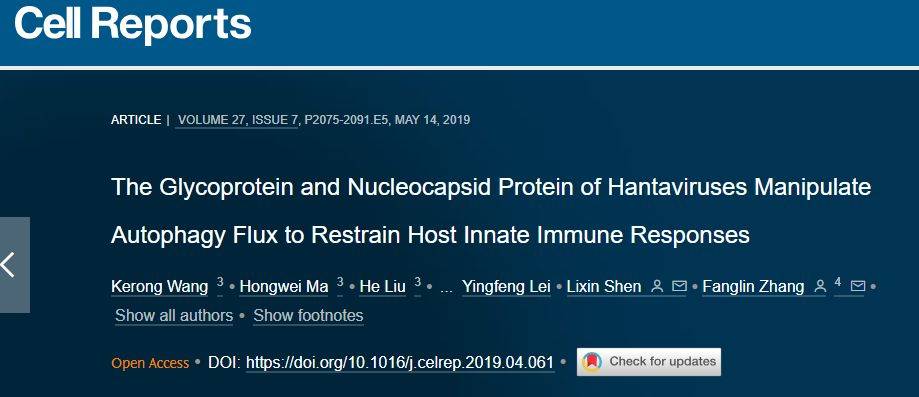 第四军医大张芳琳/西北大学沈立新团队揭示汉坦病毒如何利用宿主自噬