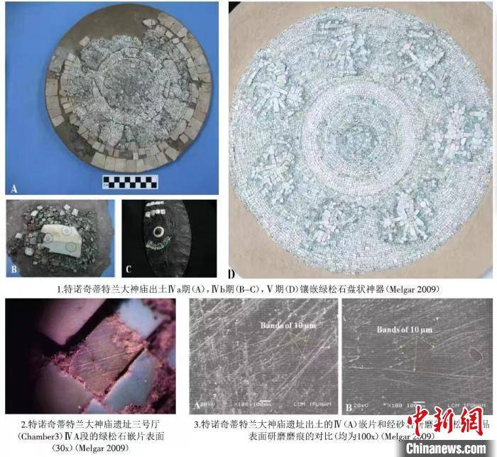 特诺奇蒂特兰大神庙绿松石嵌片制品及微痕分析。 邓聪 供图