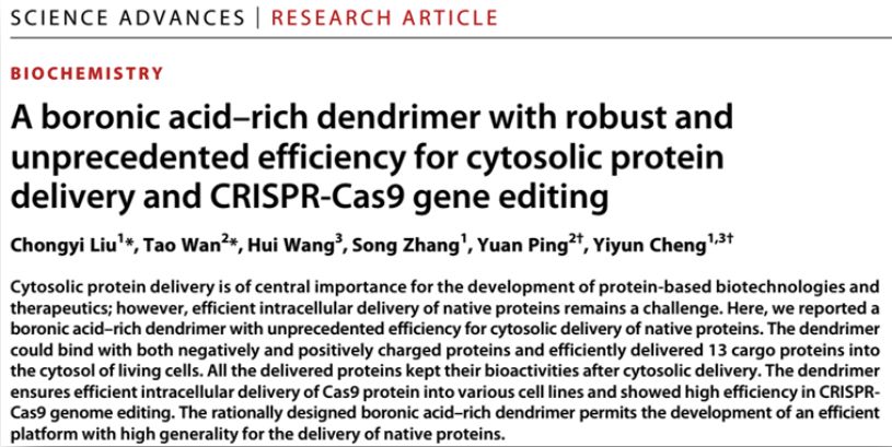 sciadv|程义云/平渊合作开发新型蛋白质胞内递送材料